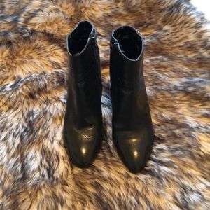 Black leather booties